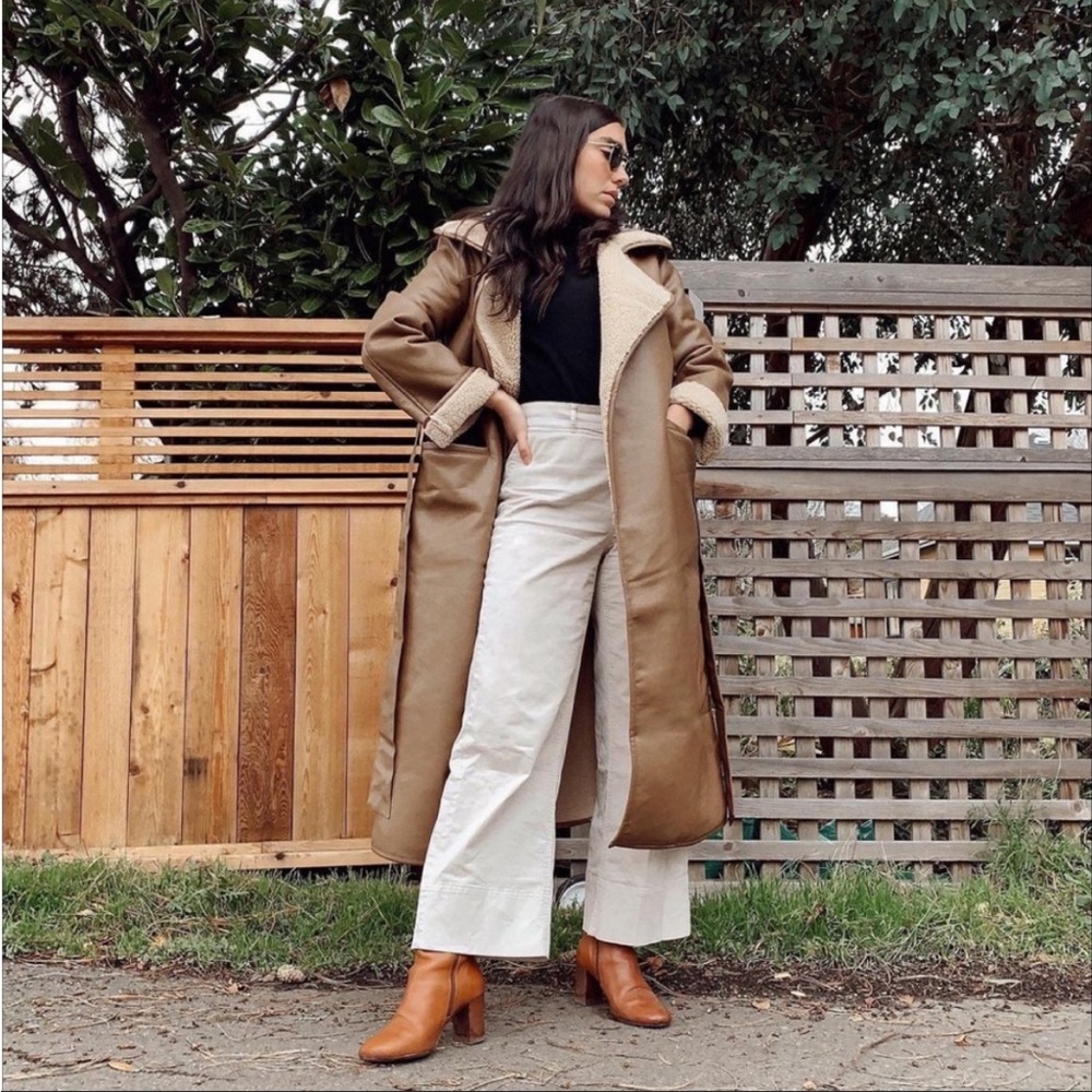 Oak + Fort Brown Faux Leather Coat